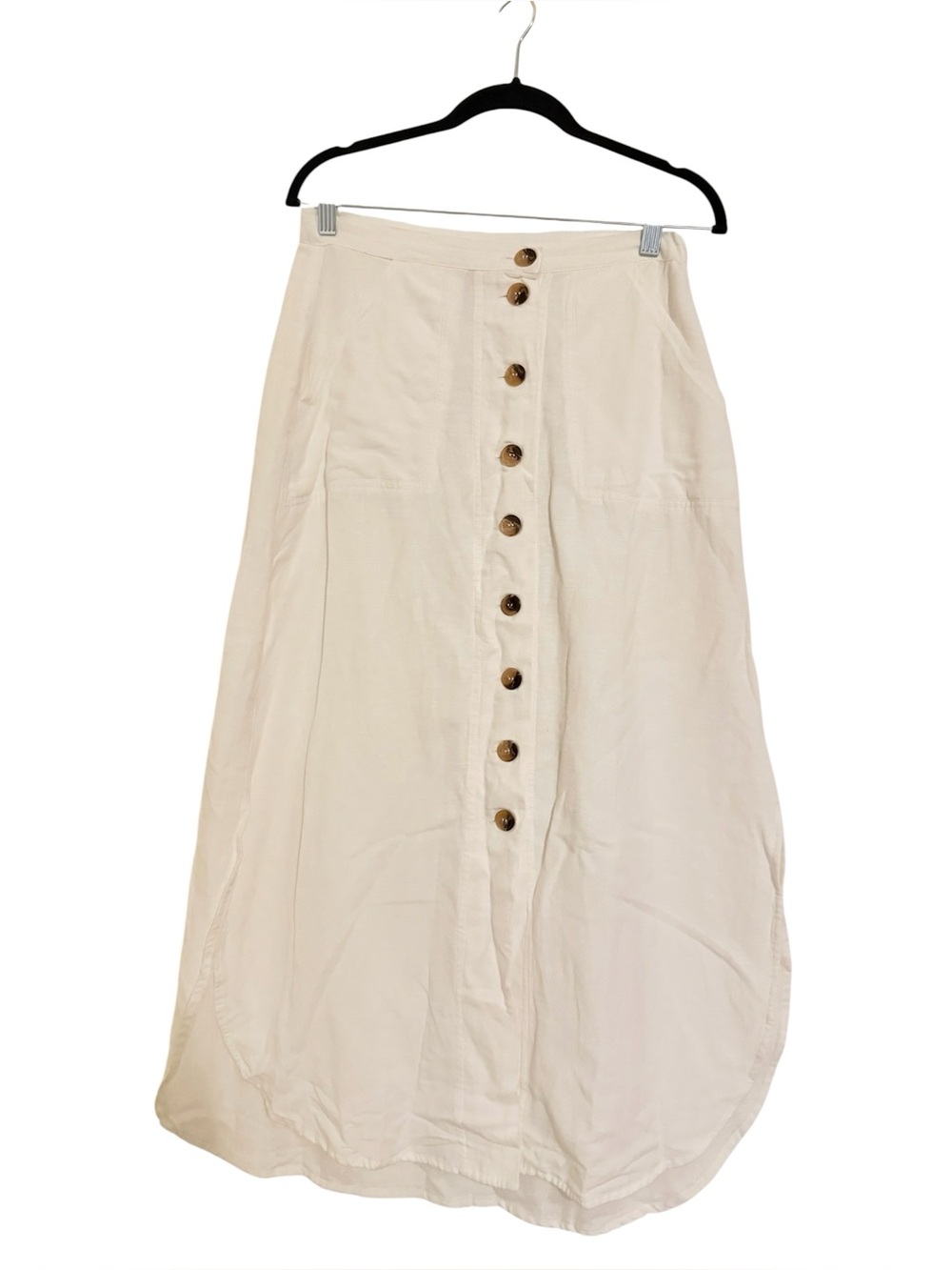 Lido World Cream Button Front Midi Skirt Size Medium